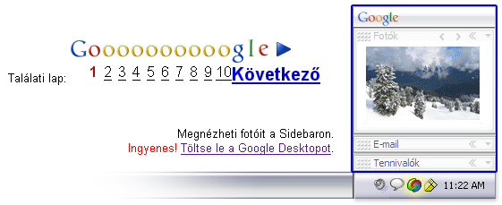 Google Desktop reklám a magyar nyelvű Google-n