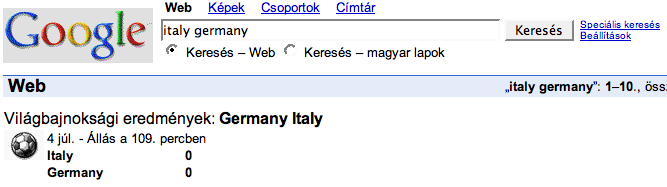 Google: foci világbajnokság eredményei