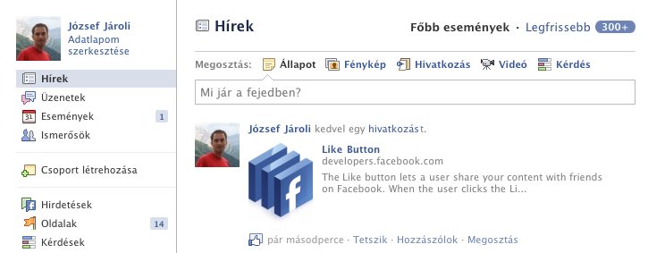 Facebook like hírfolyamon
