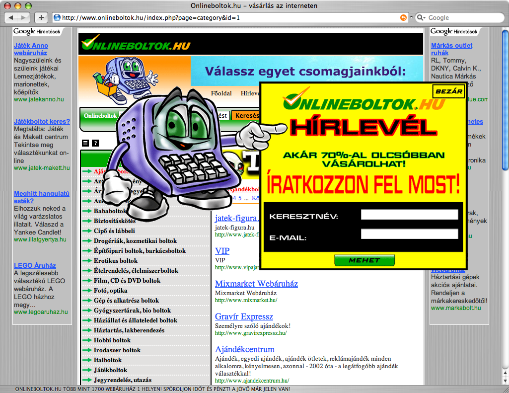 onlineboltok.hu - a Google példaügyfele