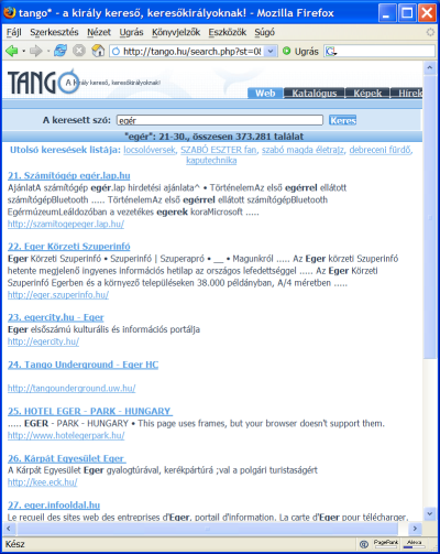 tango.hu kereső találatai az egér kulcsszóra