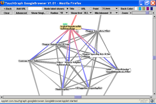 Touchgraph GoogleBrowser képernyőkép